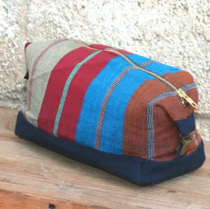 Hand Woven Toiletry Bag | Wide Indigo Stripe