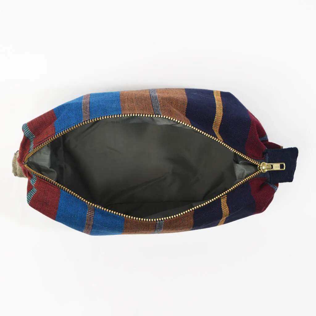 Hand Woven Toiletry Bag | Wide Indigo Stripe