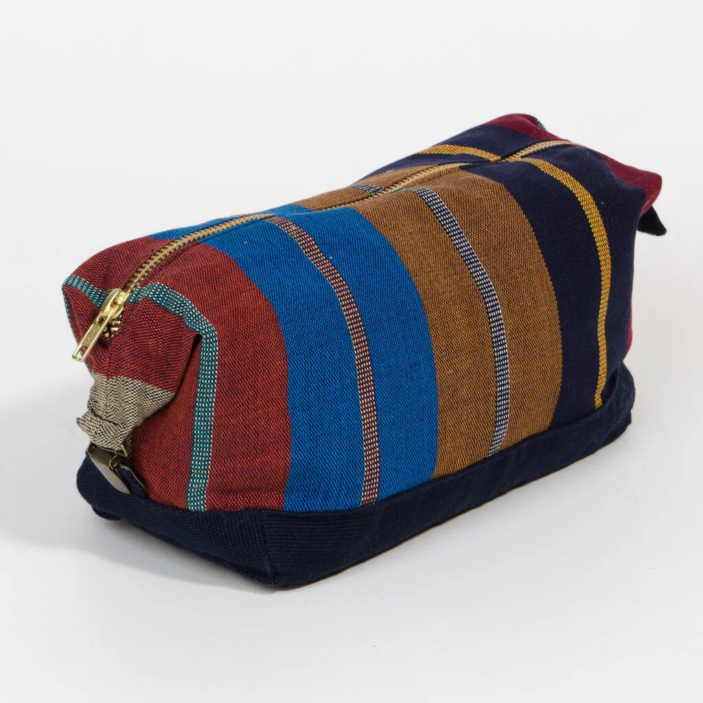 Hand Woven Toiletry Bag | Wide Indigo Stripe