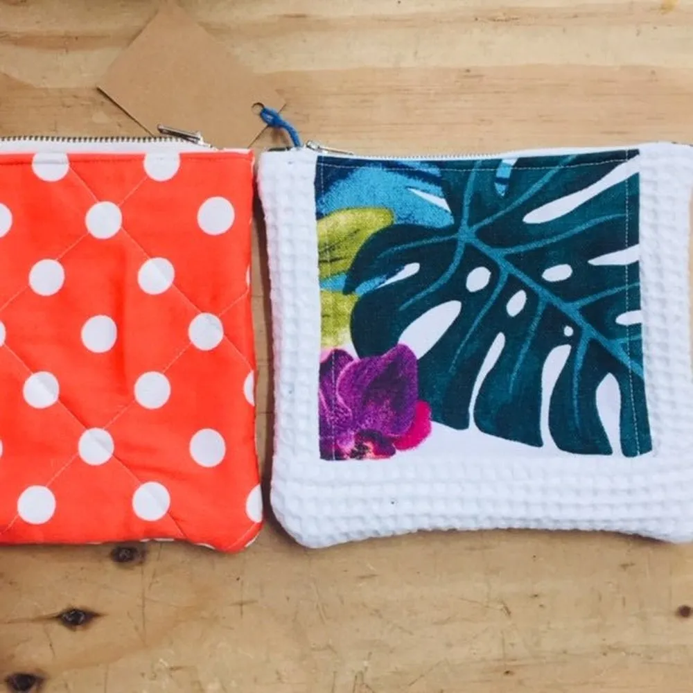 Handmade Zip Pouch - Upcycled Fabrics