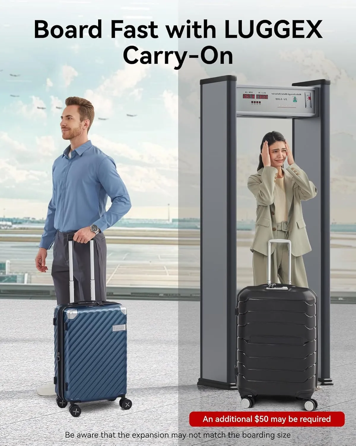 Hard Shell Carry-On Luggage Polycarbonate Expandable Suitcase 20-Inch