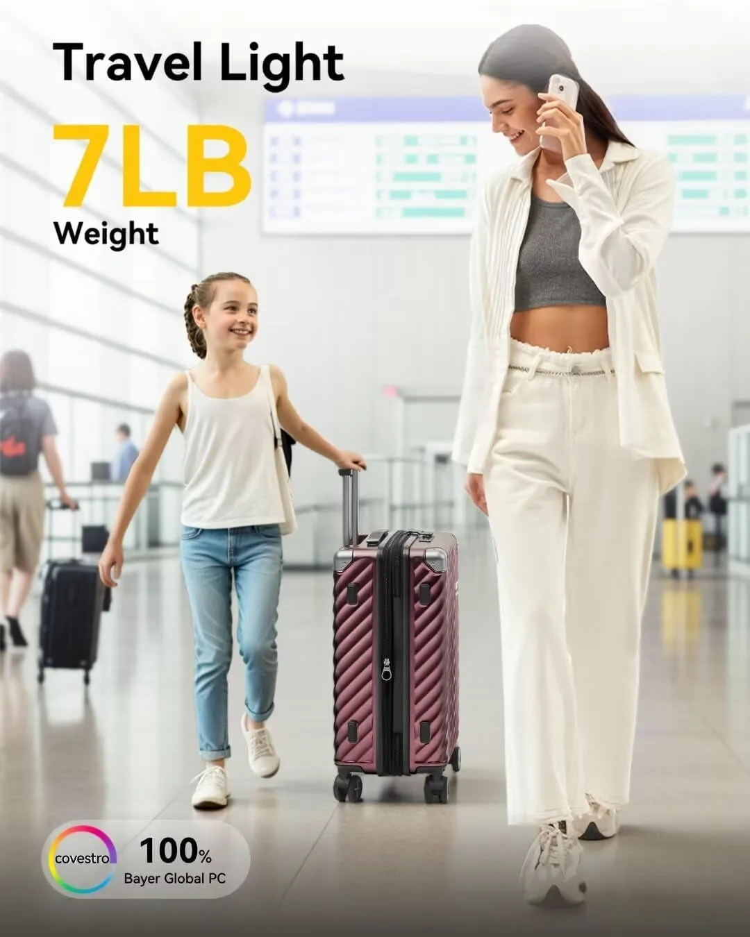Hard Shell Carry-On Luggage Polycarbonate Expandable Suitcase 20-Inch