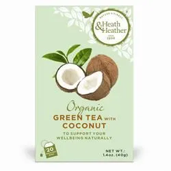 Heath And Heather | Organic Green Tea & Coconut 20 bags | 20bag