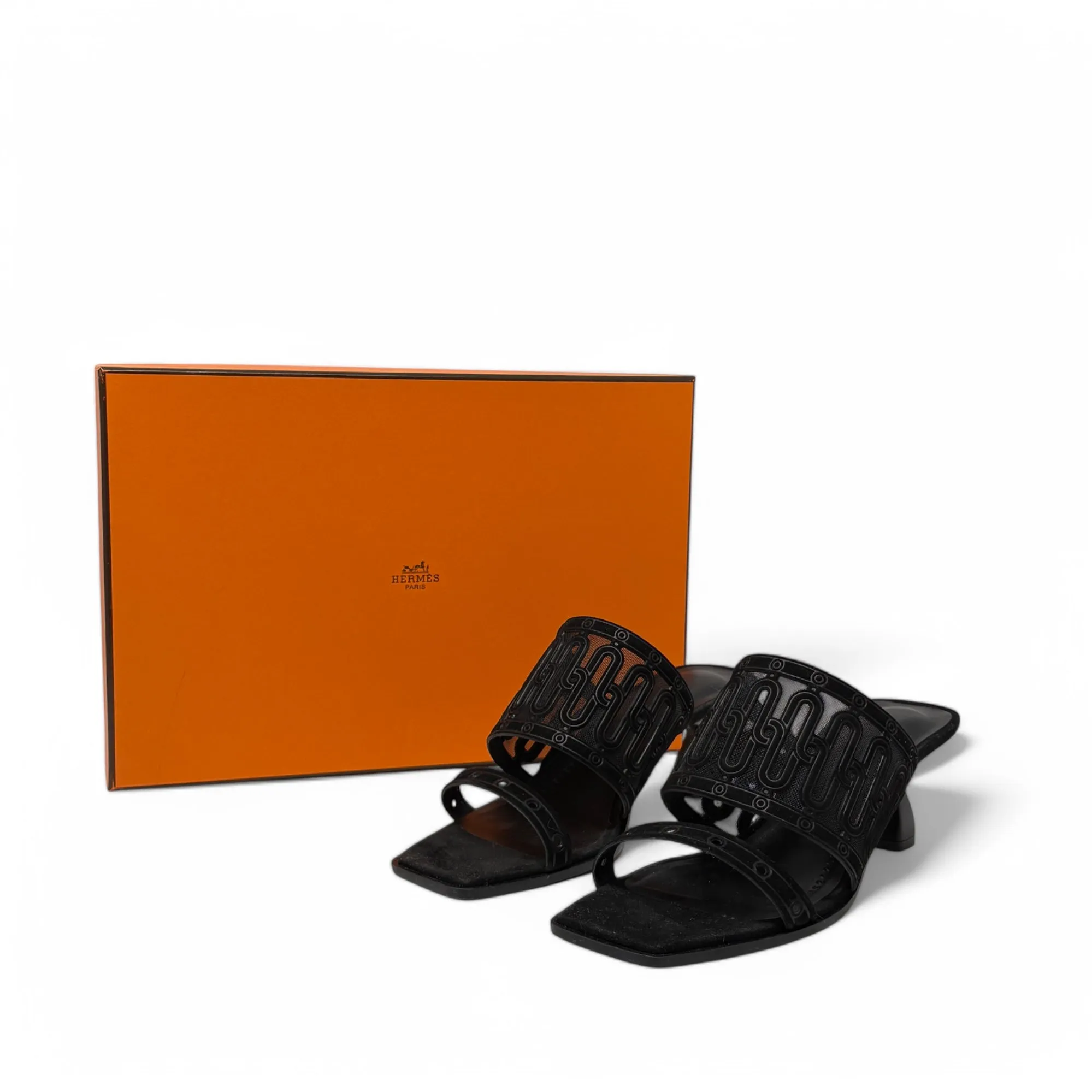 Hermes Noir Joia Sandals 36