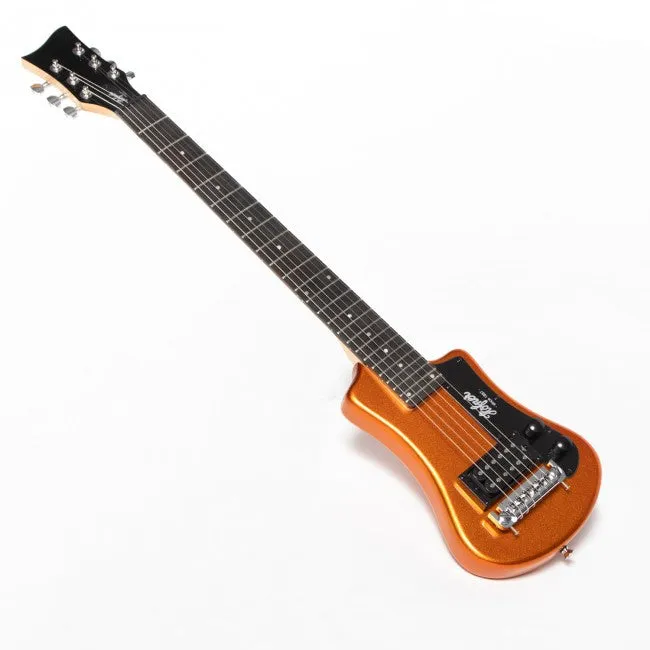 Hofner HOF-HCT-SH-MO-O Shorty Electric Travel Guitar - Metallic Orange - with Gig Bag
