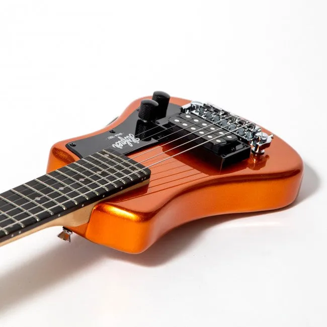 Hofner HOF-HCT-SH-MO-O Shorty Electric Travel Guitar - Metallic Orange - with Gig Bag
