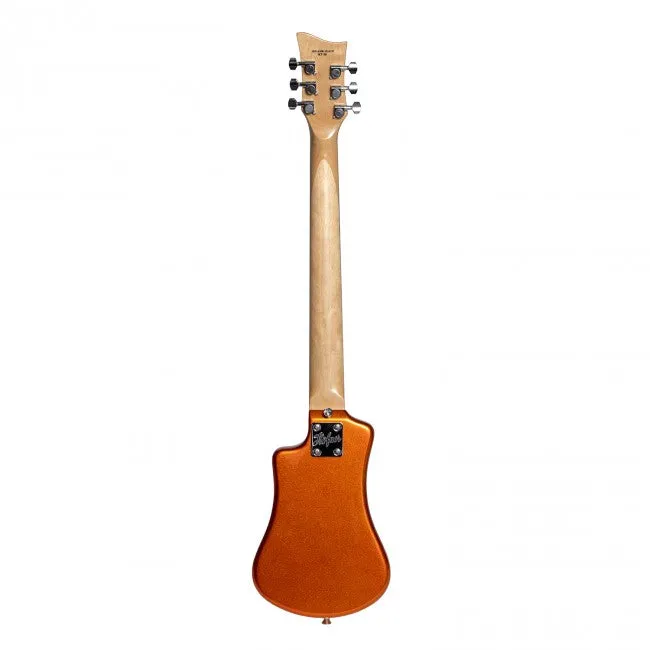 Hofner HOF-HCT-SH-MO-O Shorty Electric Travel Guitar - Metallic Orange - with Gig Bag