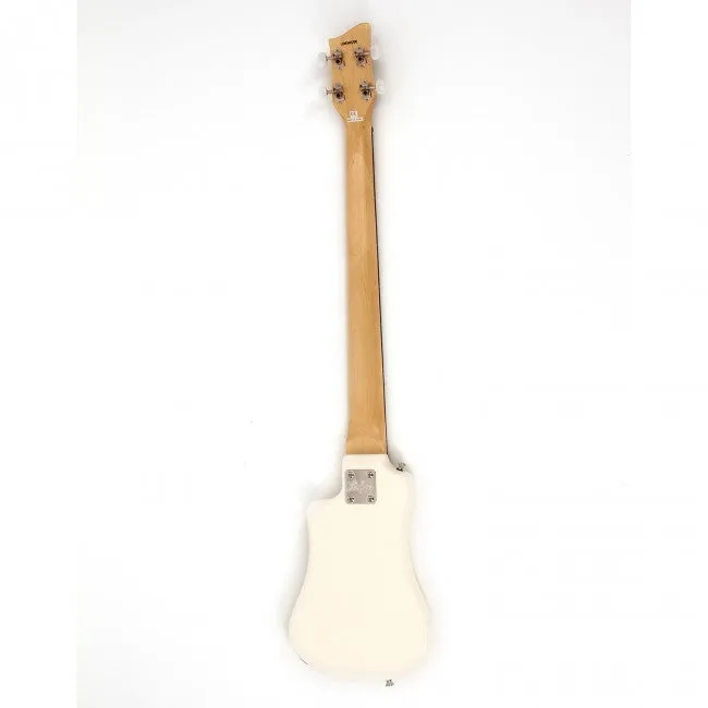 Hofner HOF-HCT-SHB-WH-O Shorty Electric Travel Bass Guitar - White - with Gig Bag