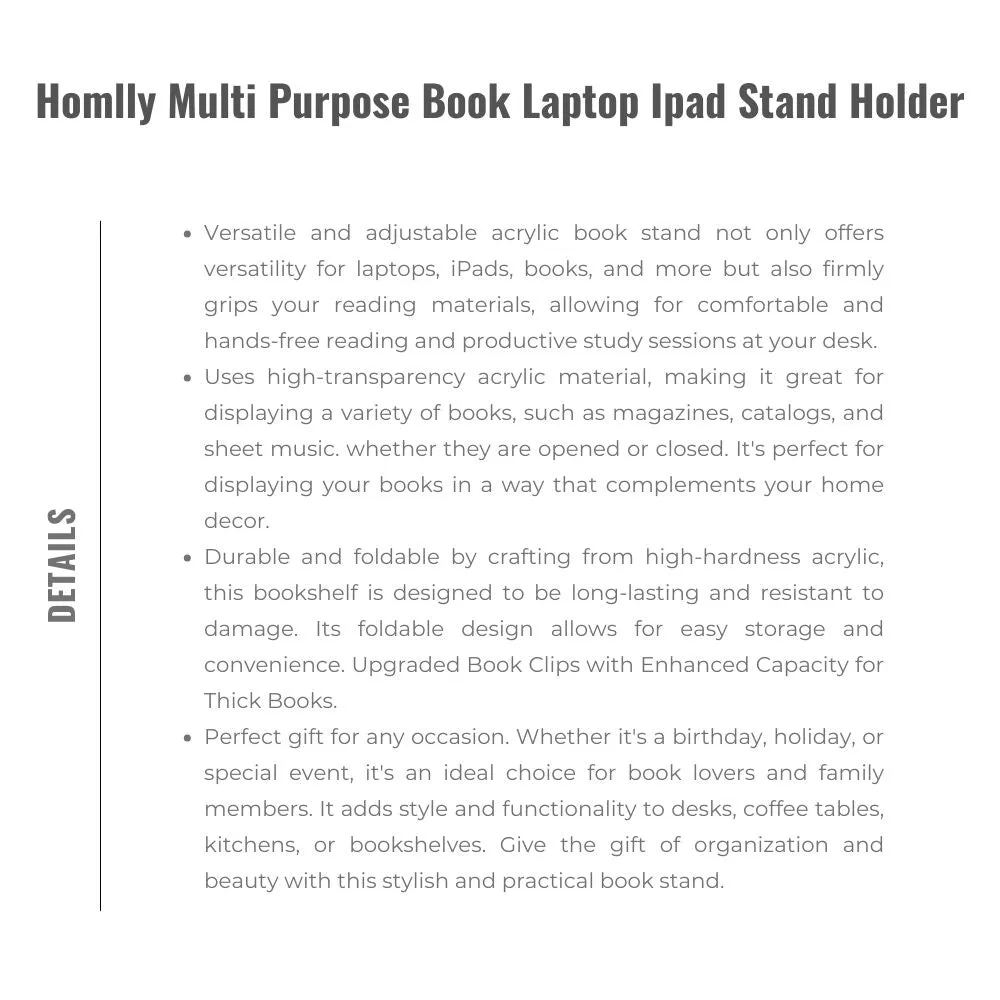 Homlly Multiple Purpose Book, Laptop, Ipad Stand