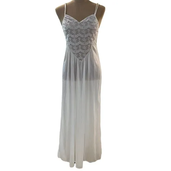 Ilese Stevens Bridal Lace Peignoir Long Gown &amp; Robe Vintage Nylon Lingerie Set