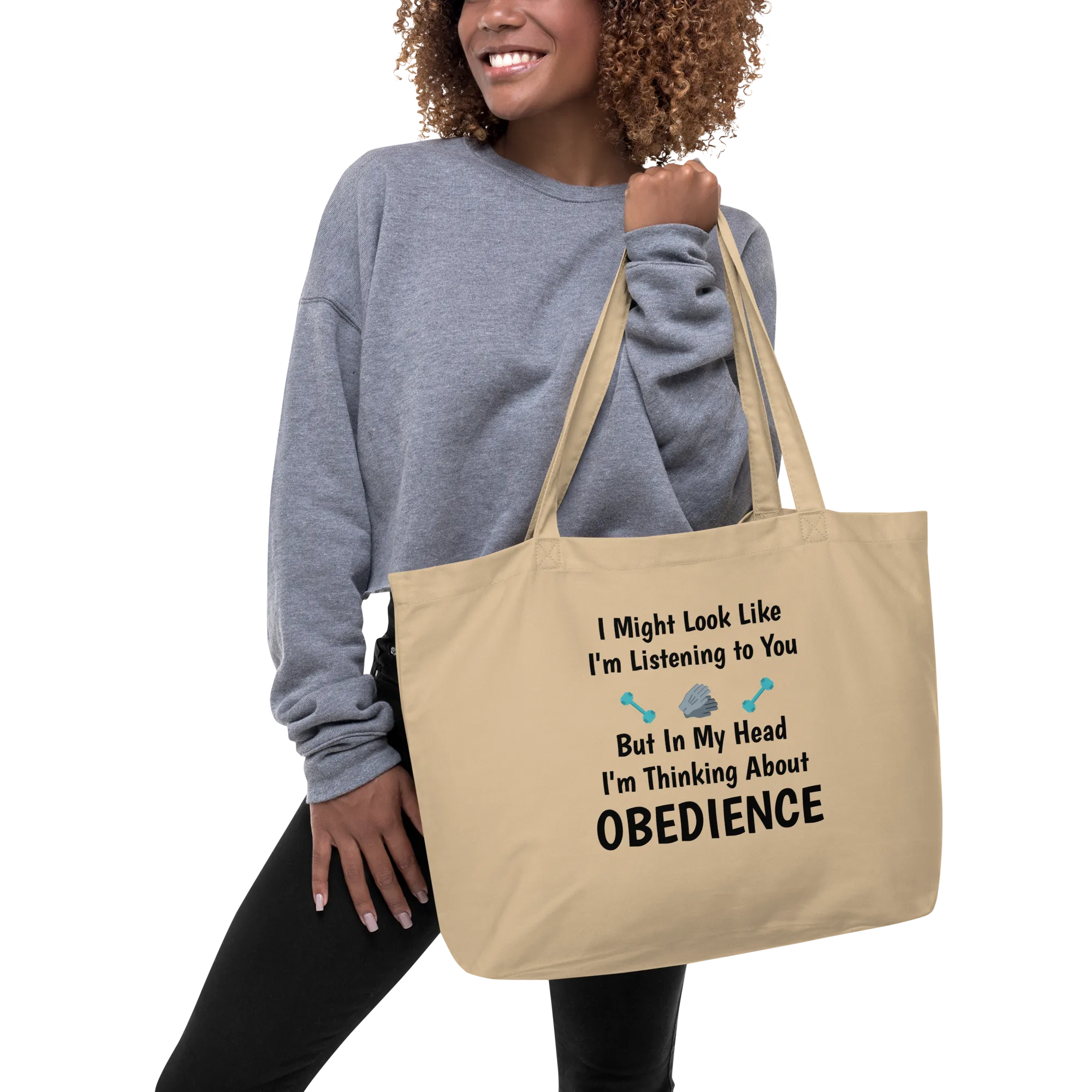 I'm Thinking about Obedience X-Large Tote/Shopping Bag