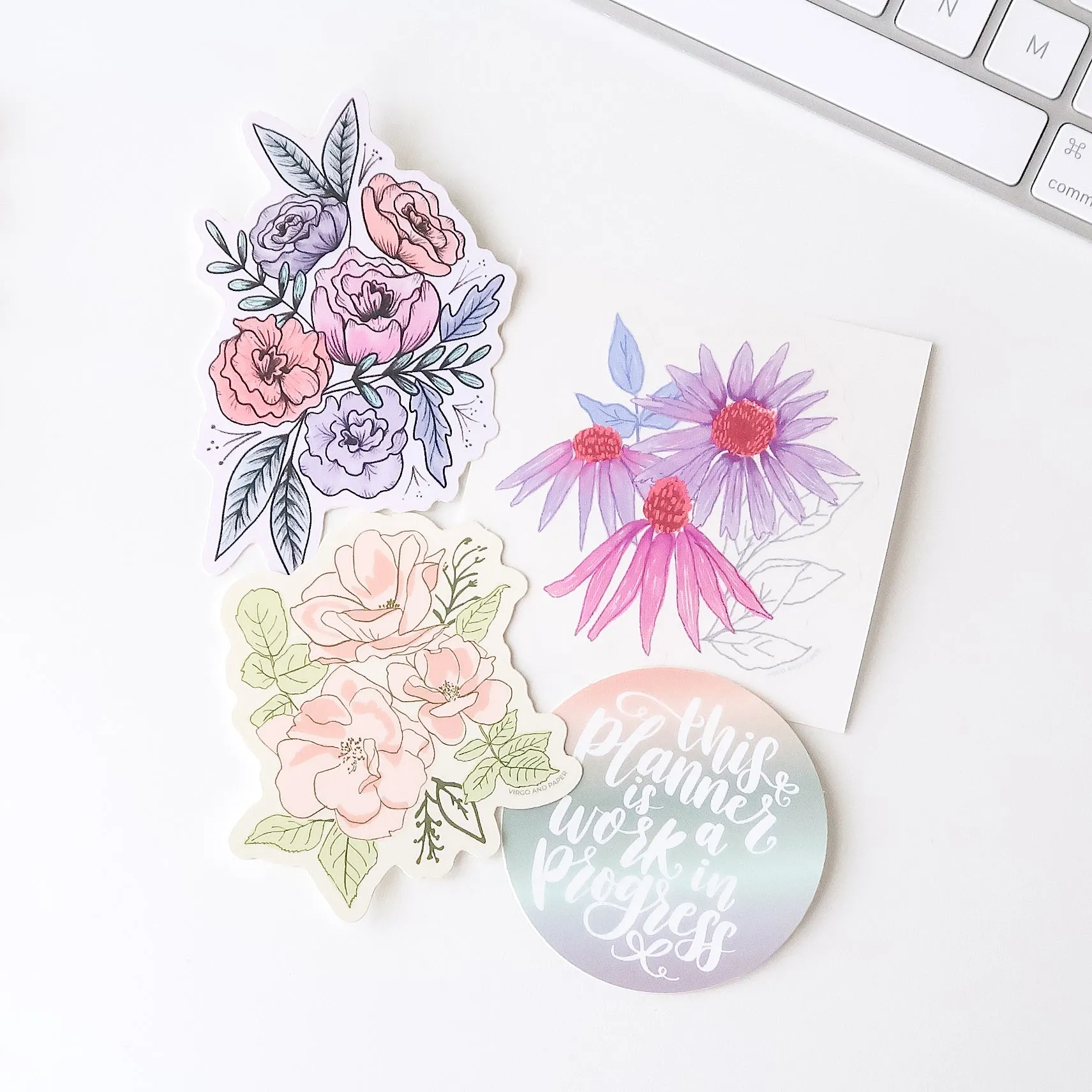 Imagine Floral Die Cut Clear Vinyl Sticker