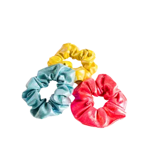 Iridescent Leatherette Scrunchies 3pk - Multi