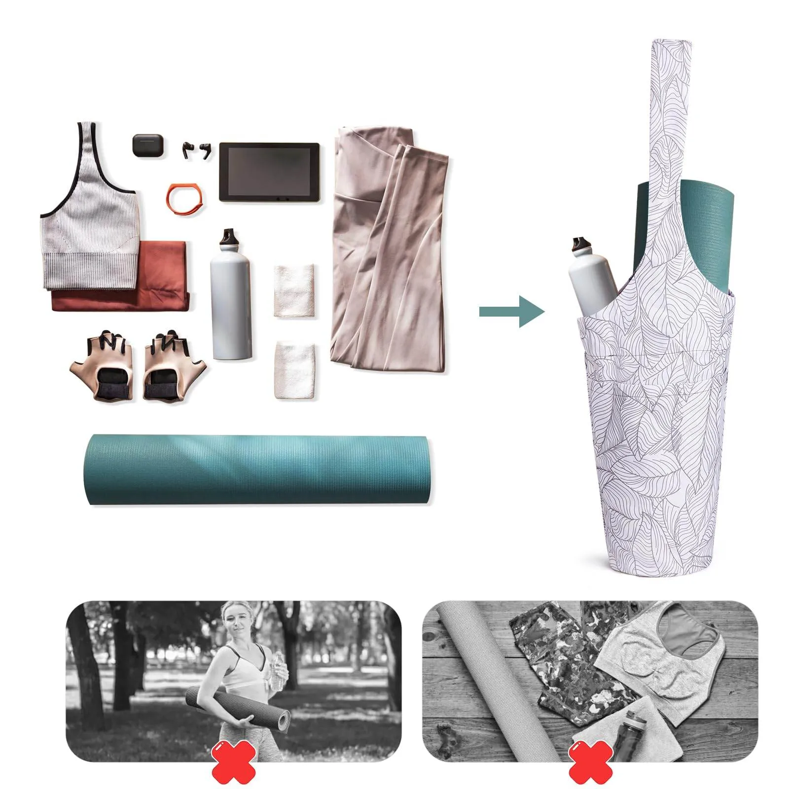 IwIeIaIrI Yoga Mat Bag - Gym Accessories For Women, Large Exercise Mat Straps Yoga Bags And Carriers Fits Most Your Workout Stuff