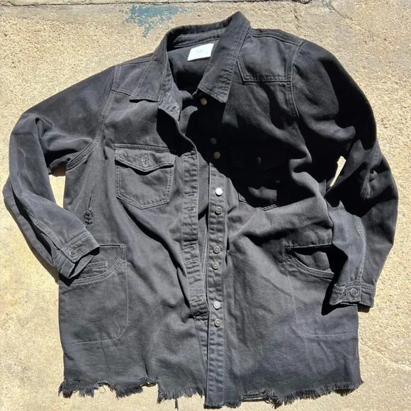 Kancan Black Distressed Denim Jacket