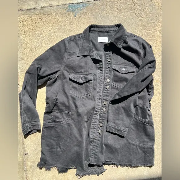 Kancan Black Distressed Denim Jacket