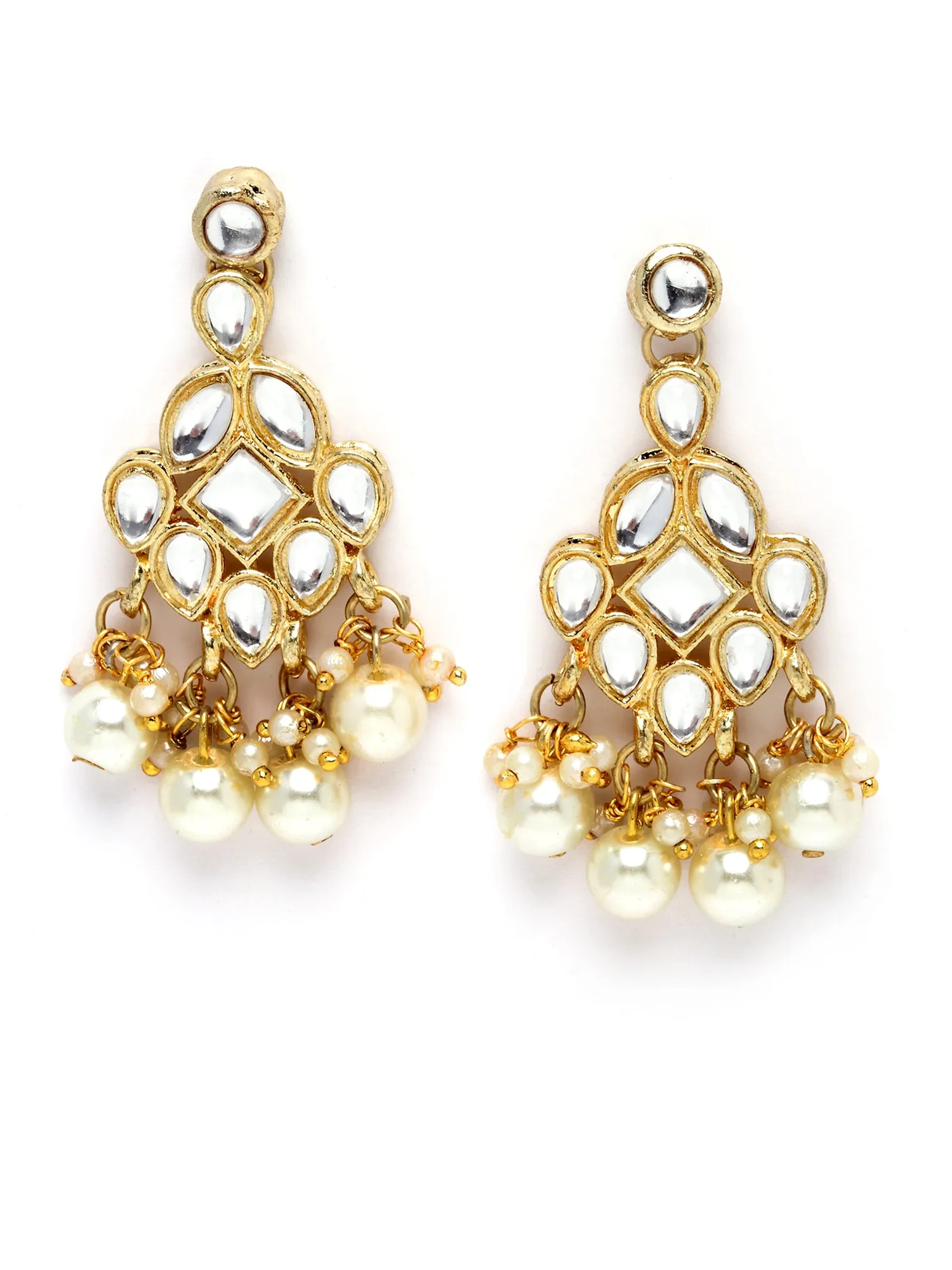 Karatcart Gold Plated Pearl Beads Studded Kundan Necklace Set for Women