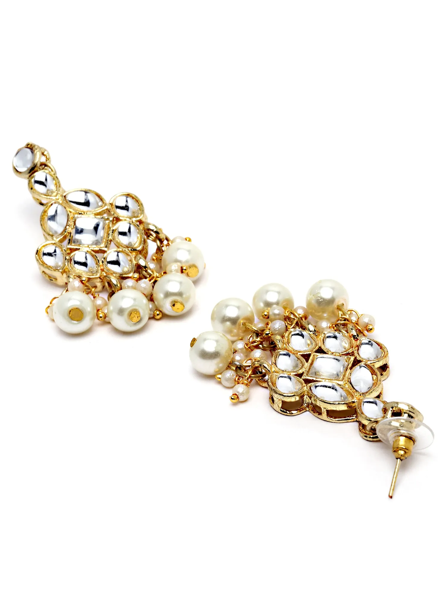 Karatcart Gold Plated Pearl Beads Studded Kundan Necklace Set for Women