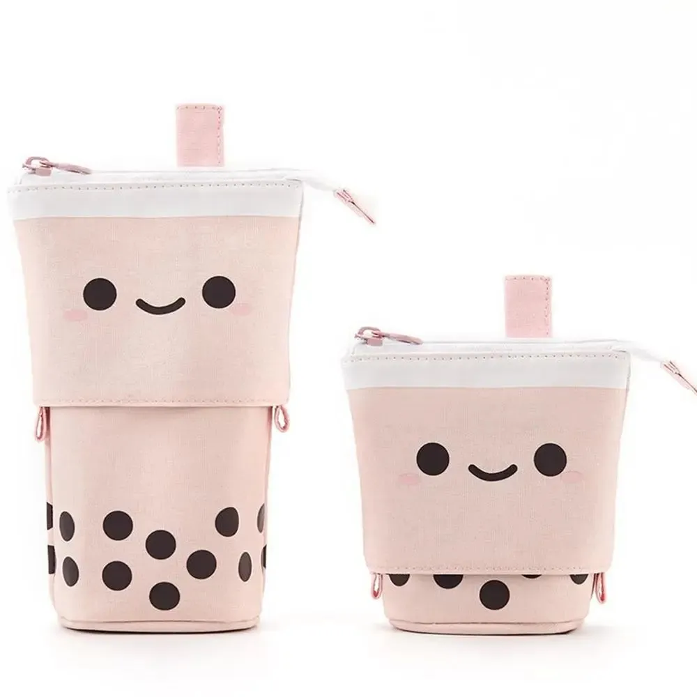 Kawaii Boba Milk Tea Pencil Case 🥤✨ | Cute Retractable Pen Holder & Stationery Organizer for Kids 🎨🌈