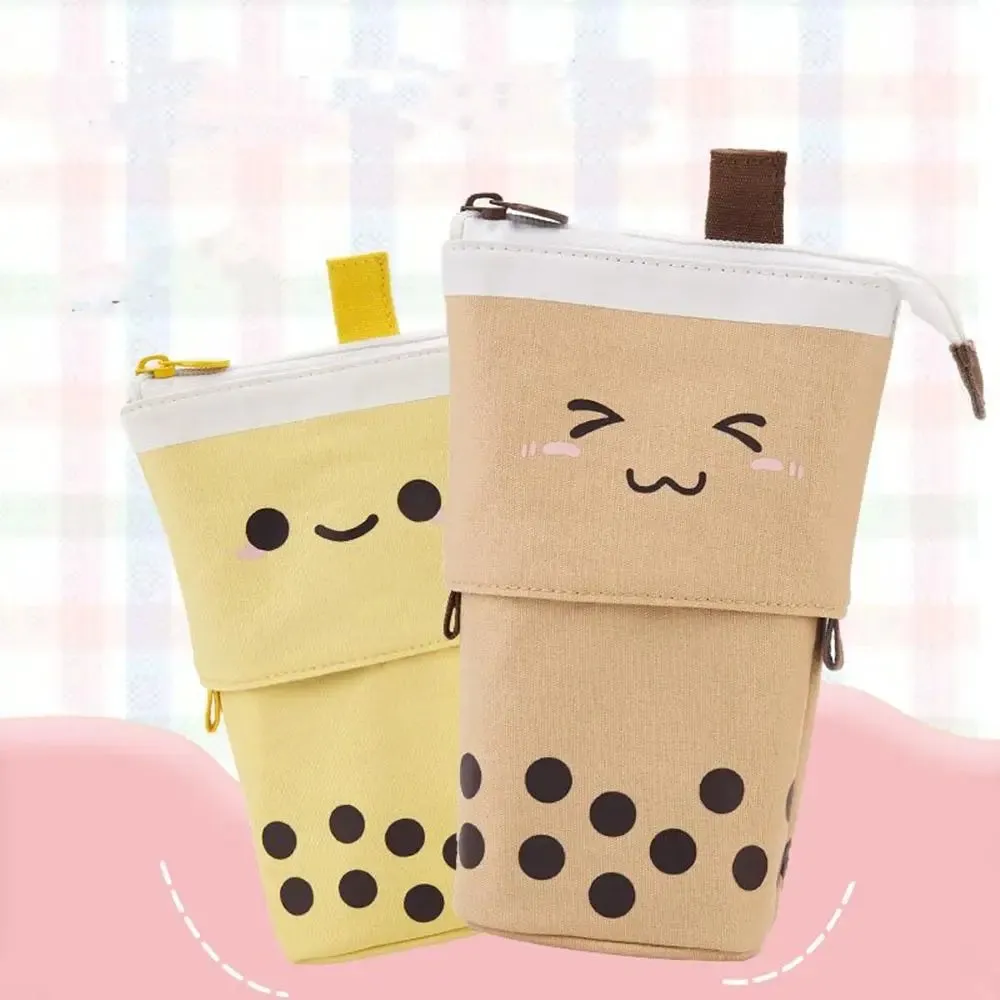 Kawaii Boba Milk Tea Pencil Case 🥤✨ | Cute Retractable Pen Holder & Stationery Organizer for Kids 🎨🌈