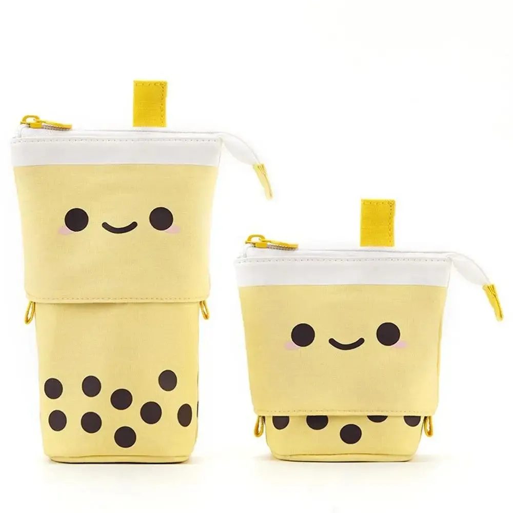Kawaii Boba Milk Tea Pencil Case 🥤✨ | Cute Retractable Pen Holder & Stationery Organizer for Kids 🎨🌈