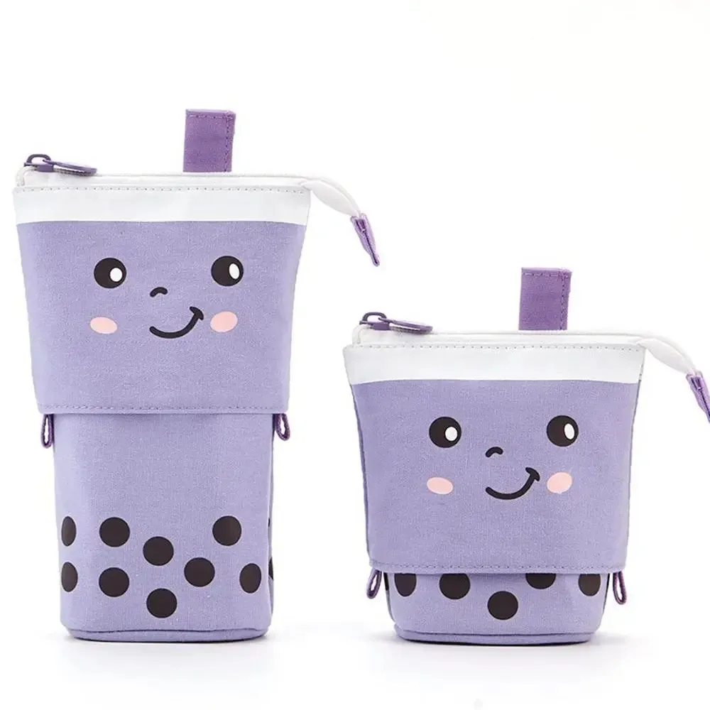 Kawaii Boba Milk Tea Pencil Case 🥤✨ | Cute Retractable Pen Holder & Stationery Organizer for Kids 🎨🌈