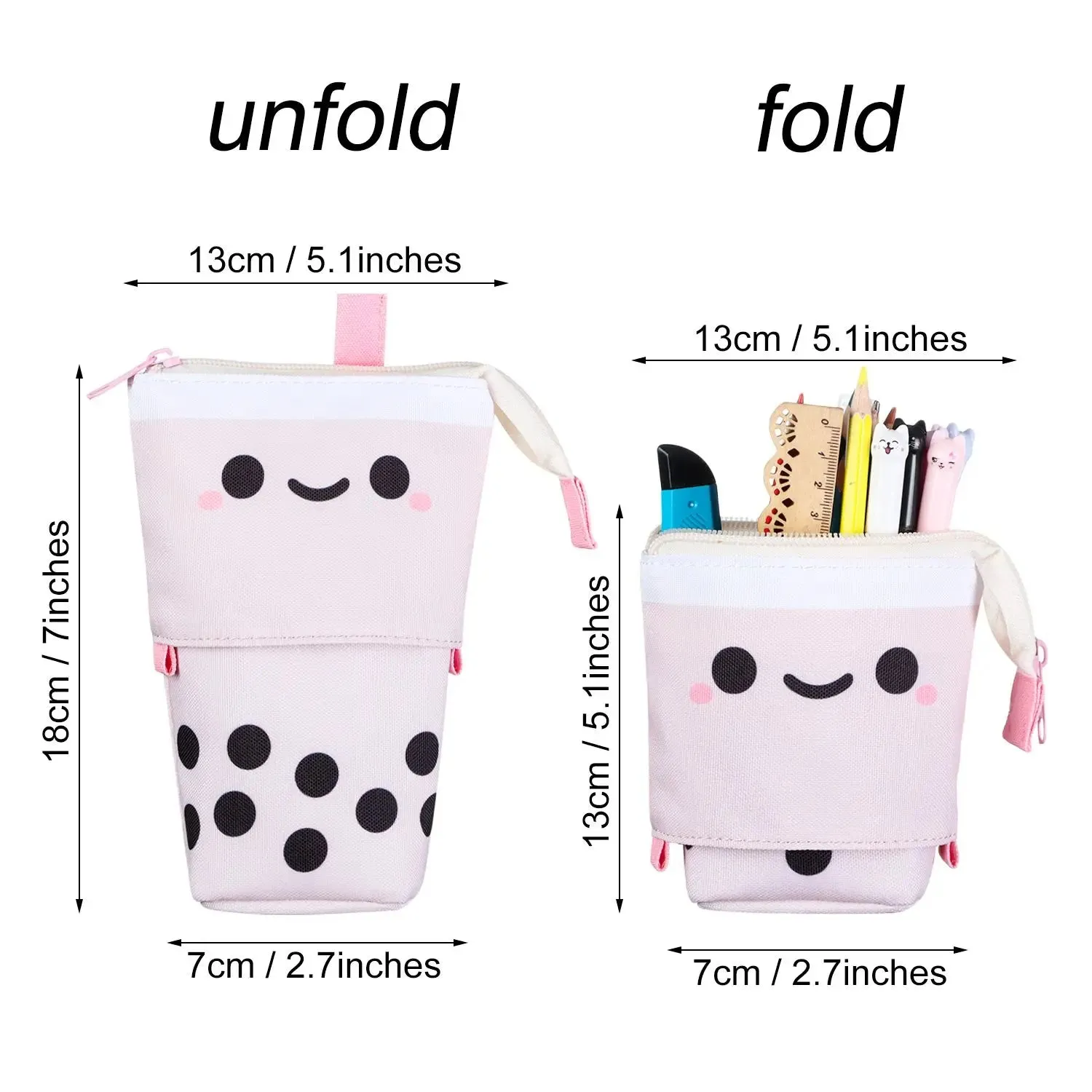 Kawaii Boba Milk Tea Pencil Case 🥤✨ | Cute Retractable Pen Holder & Stationery Organizer for Kids 🎨🌈