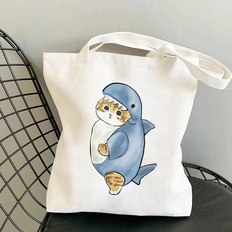 Kawaii Cat Canvas Tote: Adorable Shoulder Bag for Fashionable Girls 🐾🌟