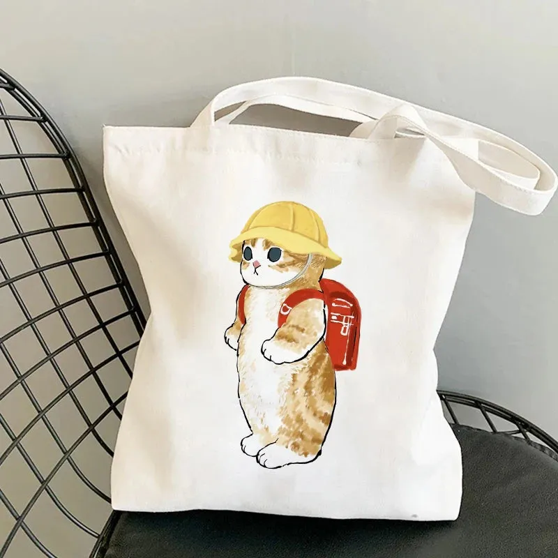 Kawaii Cat Canvas Tote: Adorable Shoulder Bag for Fashionable Girls 🐾🌟