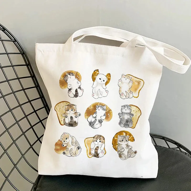 Kawaii Cat Canvas Tote: Adorable Shoulder Bag for Fashionable Girls 🐾🌟