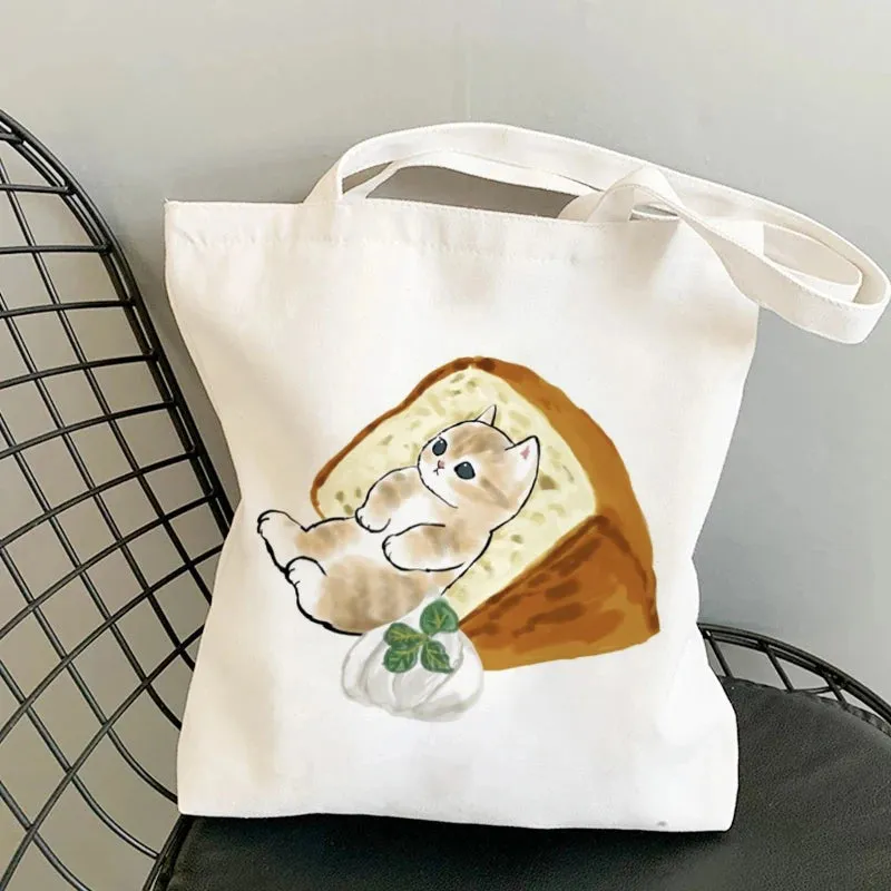 Kawaii Cat Canvas Tote: Adorable Shoulder Bag for Fashionable Girls 🐾🌟