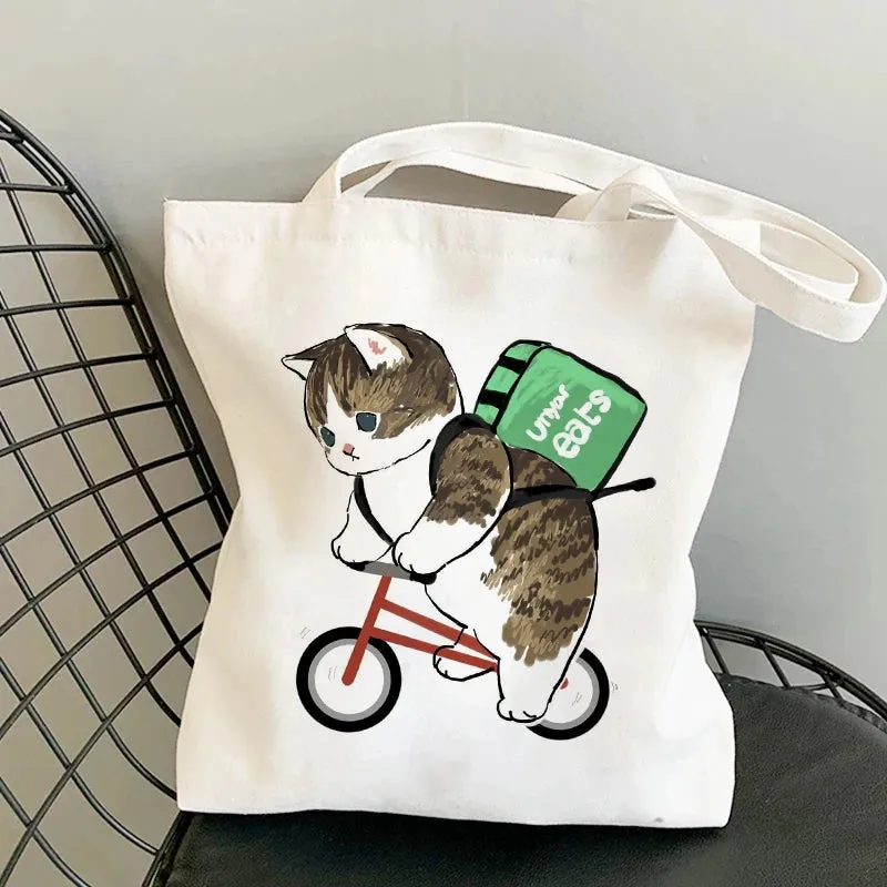 Kawaii Cat Canvas Tote: Adorable Shoulder Bag for Fashionable Girls 🐾🌟