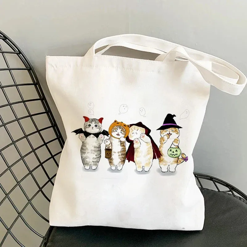 Kawaii Cat Canvas Tote: Adorable Shoulder Bag for Fashionable Girls 🐾🌟