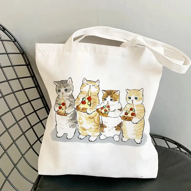 Kawaii Cat Canvas Tote: Adorable Shoulder Bag for Fashionable Girls 🐾🌟
