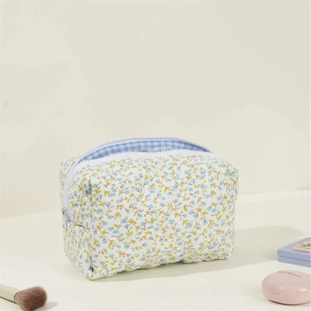 Kawaii Custom Floral Makeup Bag 🌸✨ | Adorable Cotton Travel Toiletry Case 🎀 | Personalized Birthday Gift for Girls 🎉