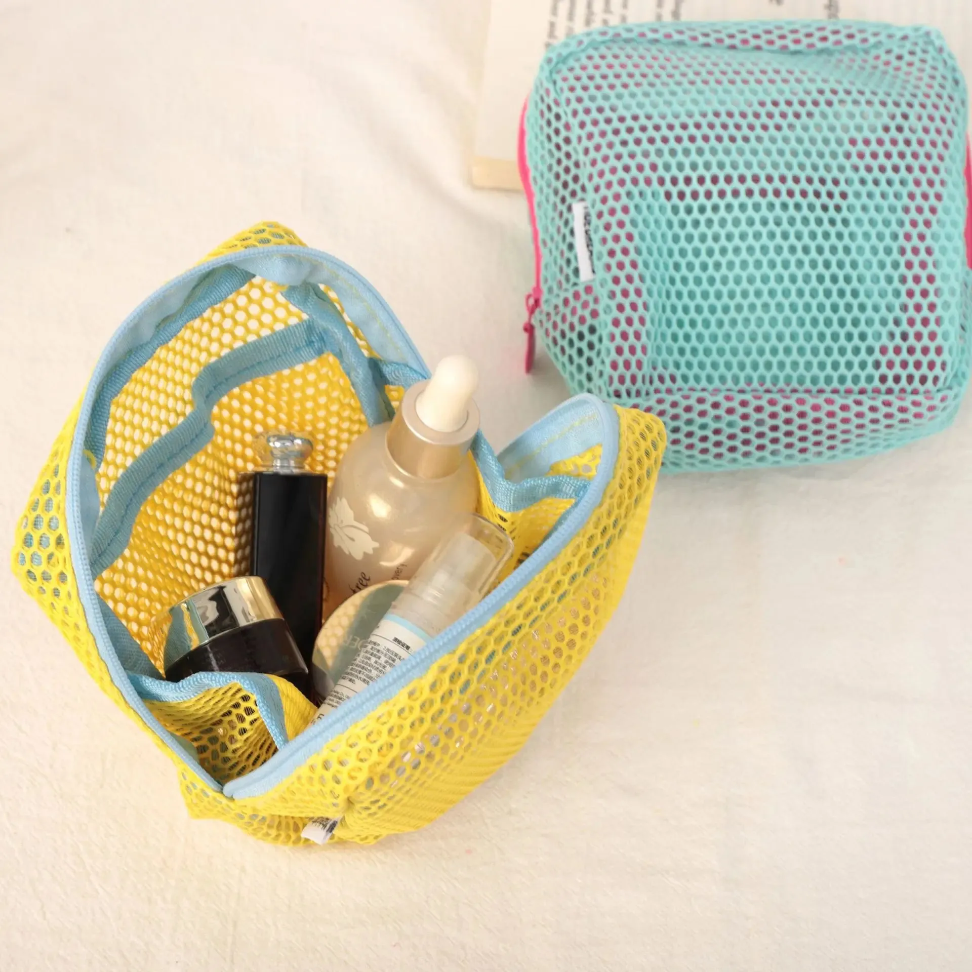 Kawaii Mini Mesh Storage Pouch 🌟✨ Cute Zipper Coin Purse & Wash Bag 🎀 Perfect for Stationery & Cosmetics! 🐾💖
