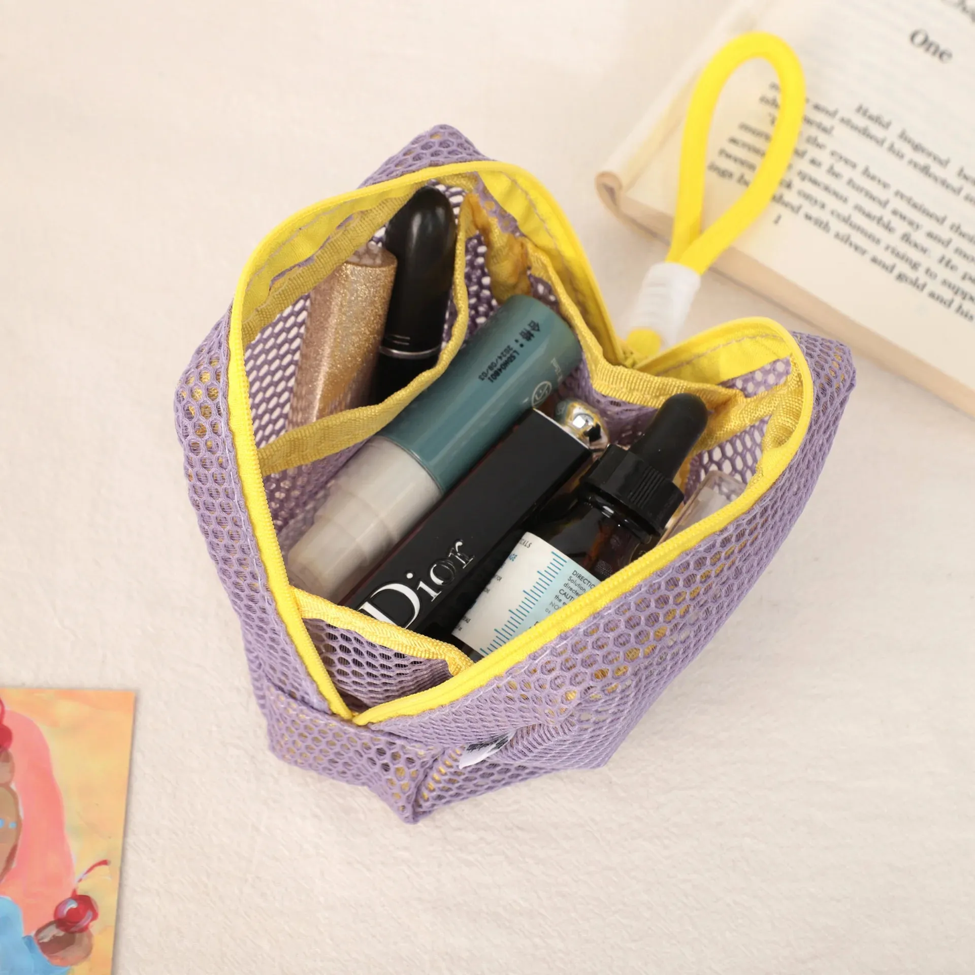Kawaii Mini Mesh Storage Pouch 🌟✨ Cute Zipper Coin Purse & Wash Bag 🎀 Perfect for Stationery & Cosmetics! 🐾💖
