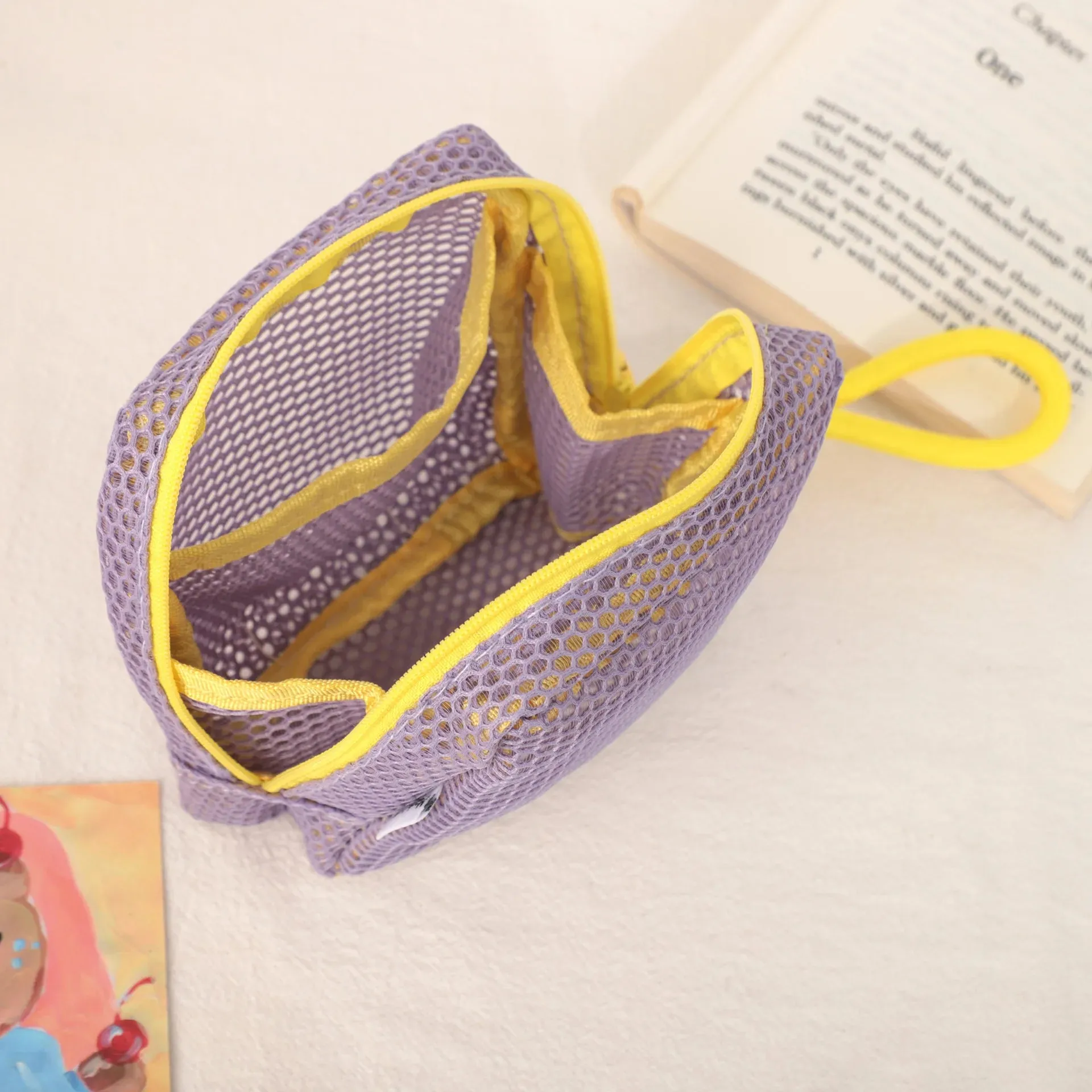 Kawaii Mini Mesh Storage Pouch 🌟✨ Cute Zipper Coin Purse & Wash Bag 🎀 Perfect for Stationery & Cosmetics! 🐾💖