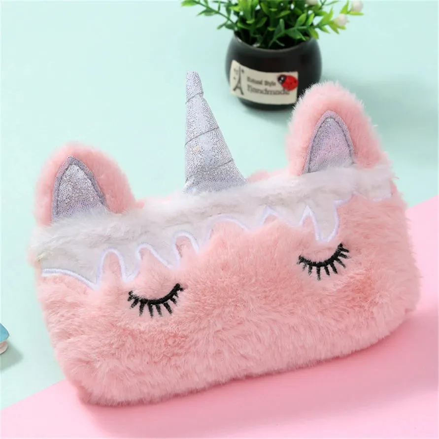 Kawaii Plush Unicorn Pencil Case 🦄✨ | Cute School Supplies & Stationery Storage Bag 🎒✏️