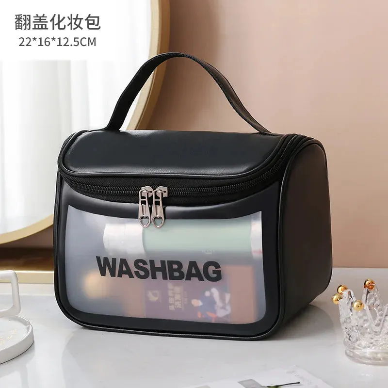 Kawaii Waterproof Travel Makeup Bag 🌟✨ | Cute Transparent Cosmetic Organizer for Women 💖✈️