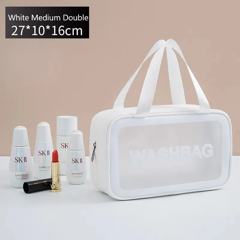 Kawaii Waterproof Travel Makeup Bag 🌟✨ | Cute Transparent Cosmetic Organizer for Women 💖✈️