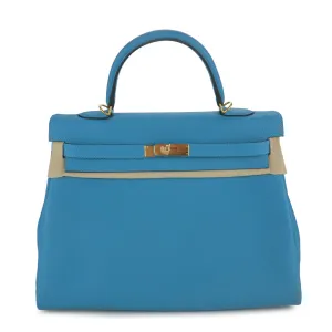 Kelly 35 in Turquoise Togo Leather