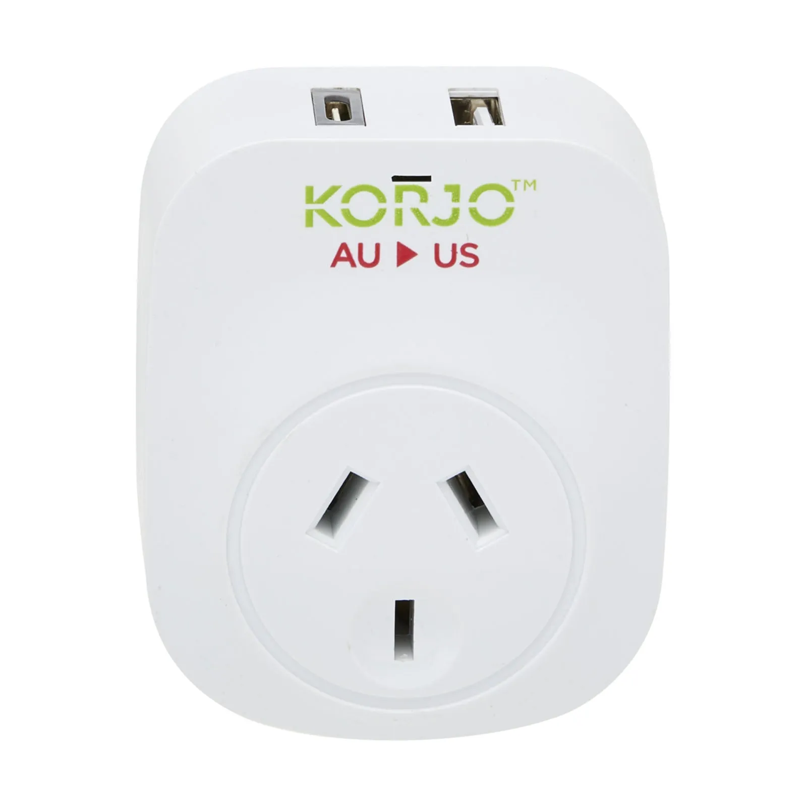 Korjo Travel Adaptor USB Port A and C Australia to US