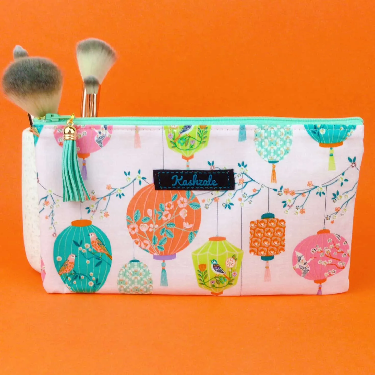 Lanterns Zipper Pouch, Travel Pouch. Pale Pink Travel Pouch