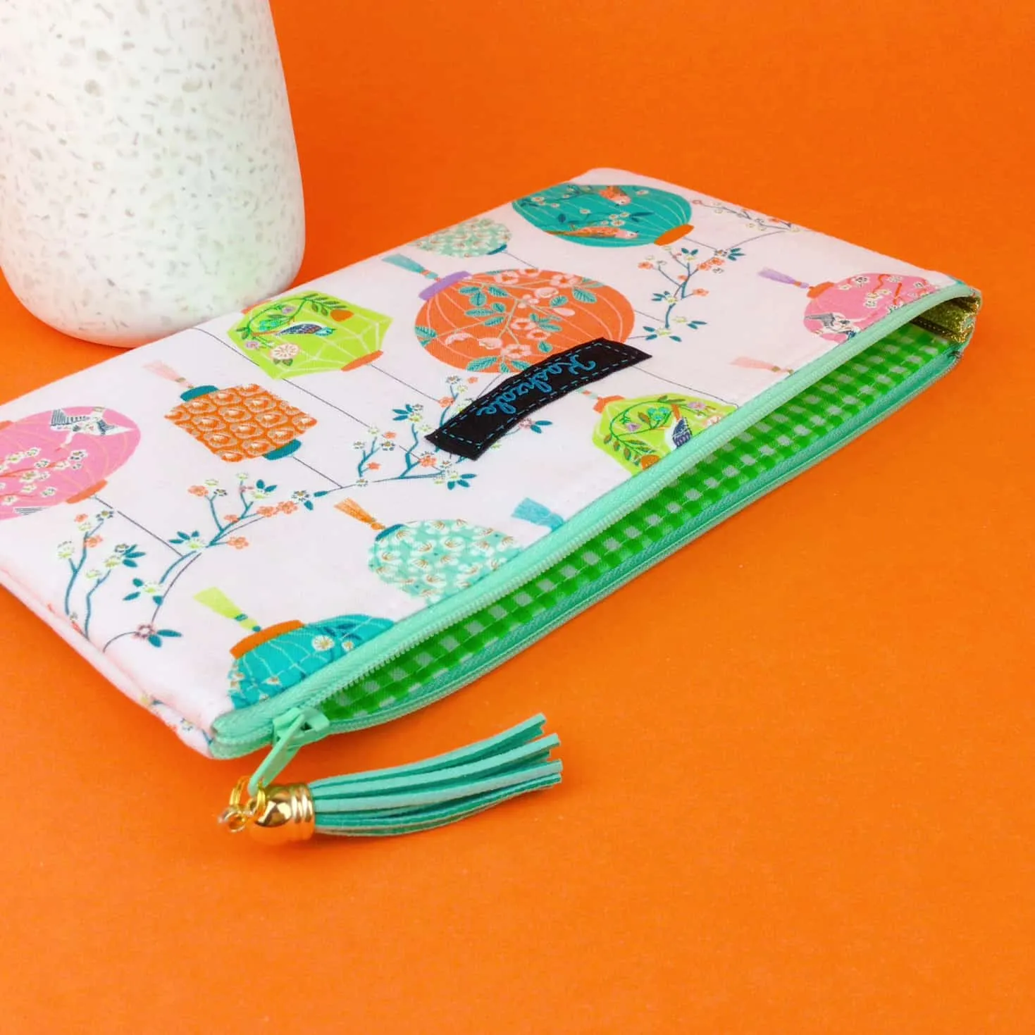Lanterns Zipper Pouch, Travel Pouch. Pale Pink Travel Pouch