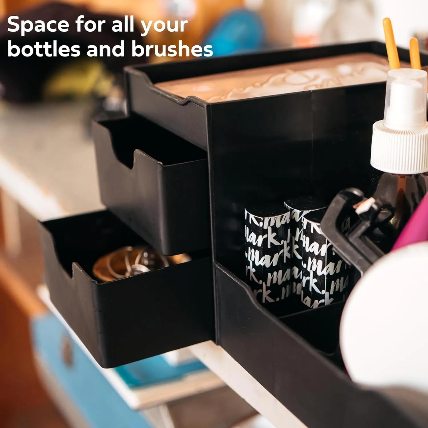 Large Black Vanity Organizer - Countertop Mens Organizer with Drawers for Cologne, Deodorant, Beard, Shaving Lotion, Perfume & Skincare - Perfect for Bathroom & Bedroom Storage