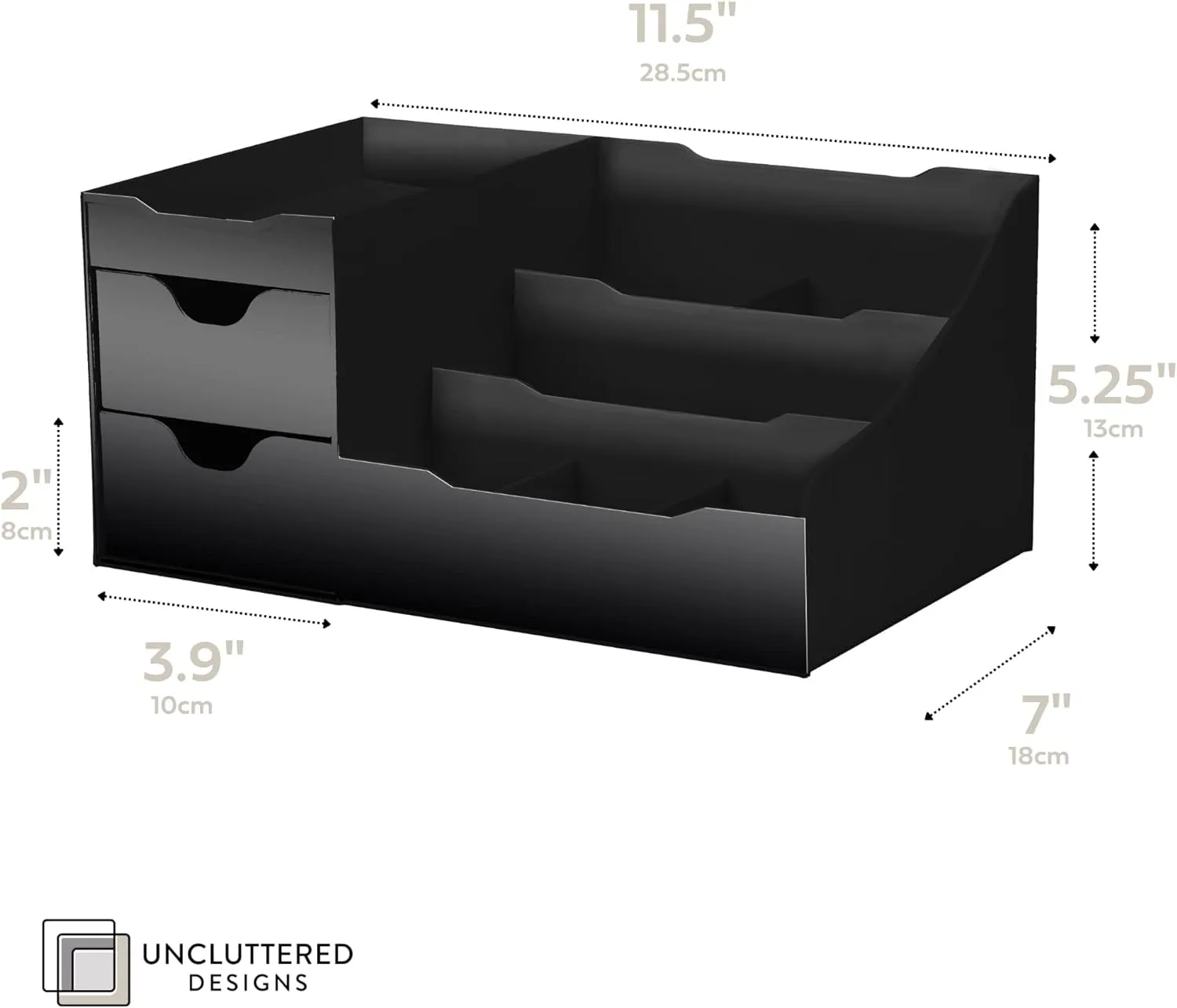 Large Black Vanity Organizer - Countertop Mens Organizer with Drawers for Cologne, Deodorant, Beard, Shaving Lotion, Perfume & Skincare - Perfect for Bathroom & Bedroom Storage