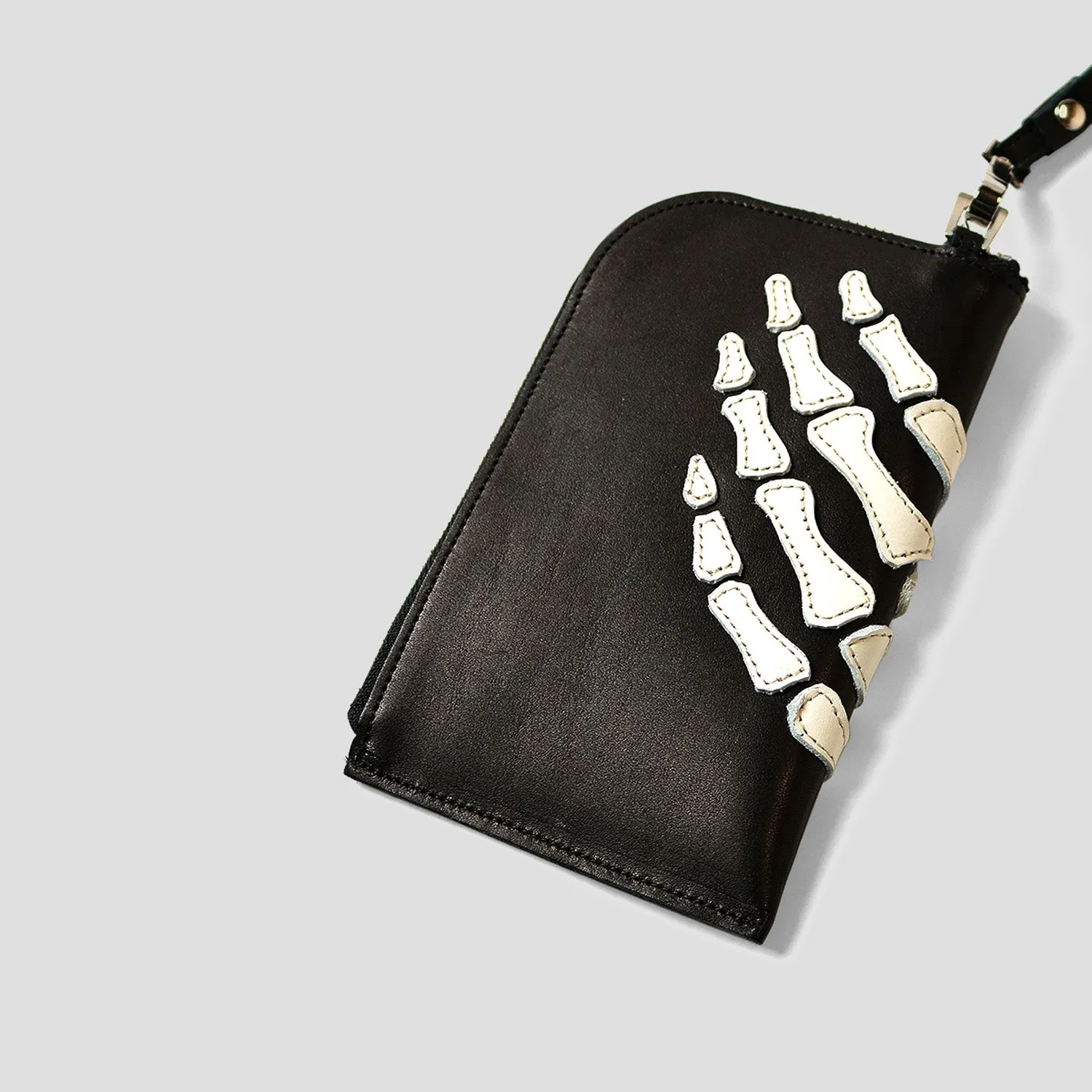 LEATHER BONE NECK POUCH