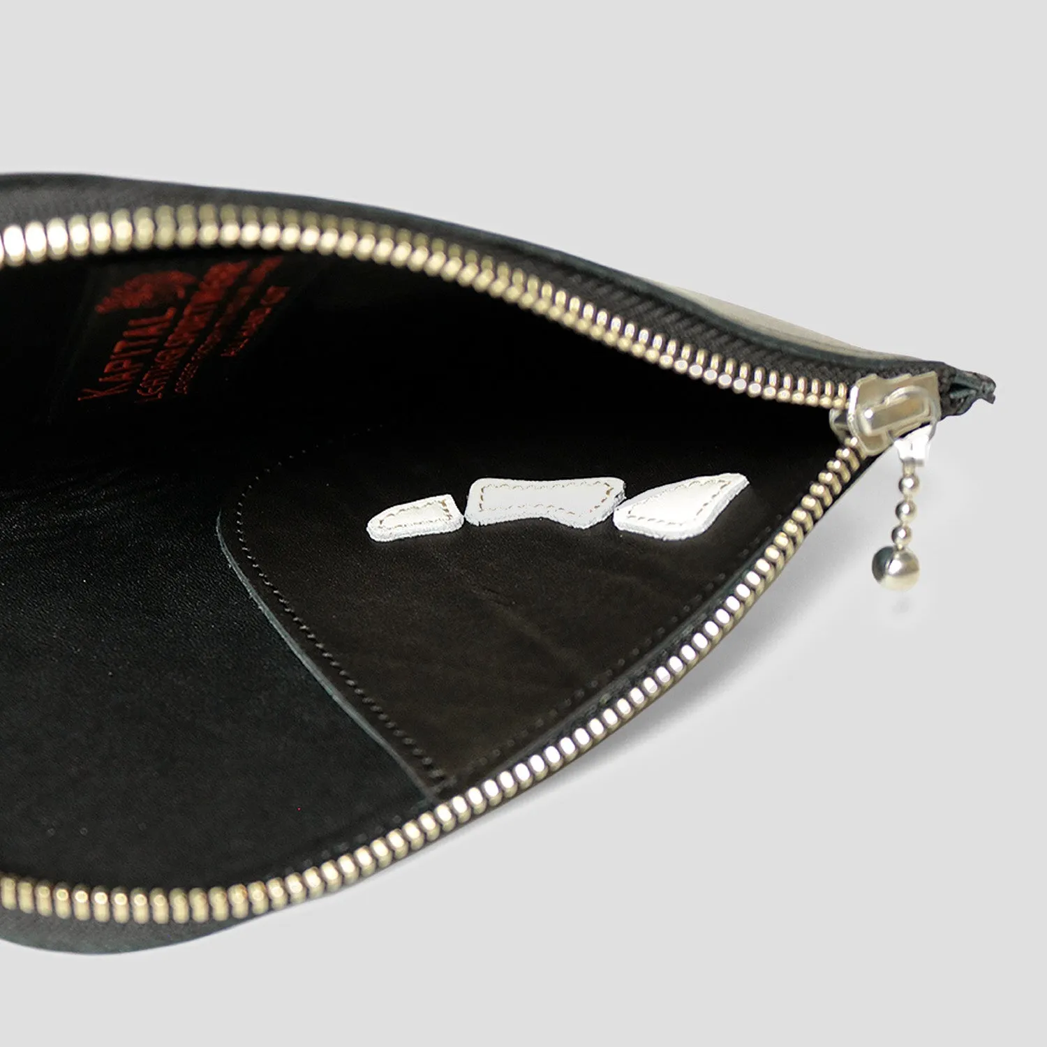 LEATHER BONE NECK POUCH