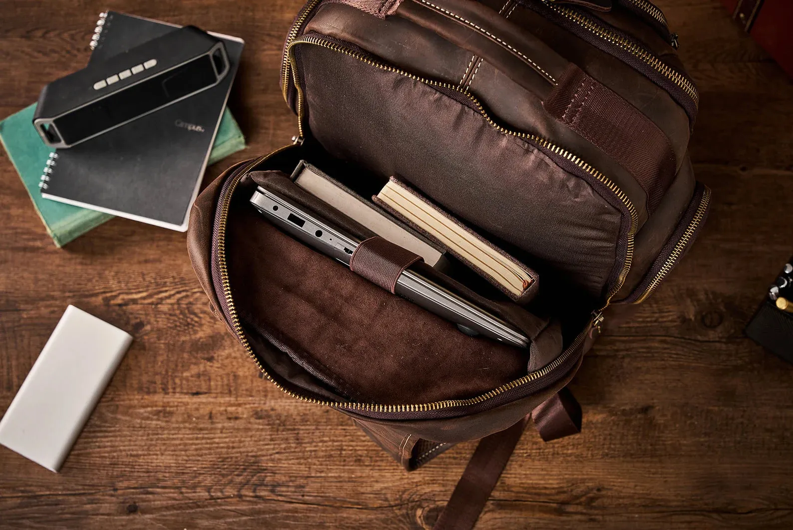 Leather Laptop Backpack Rucksack Men bag